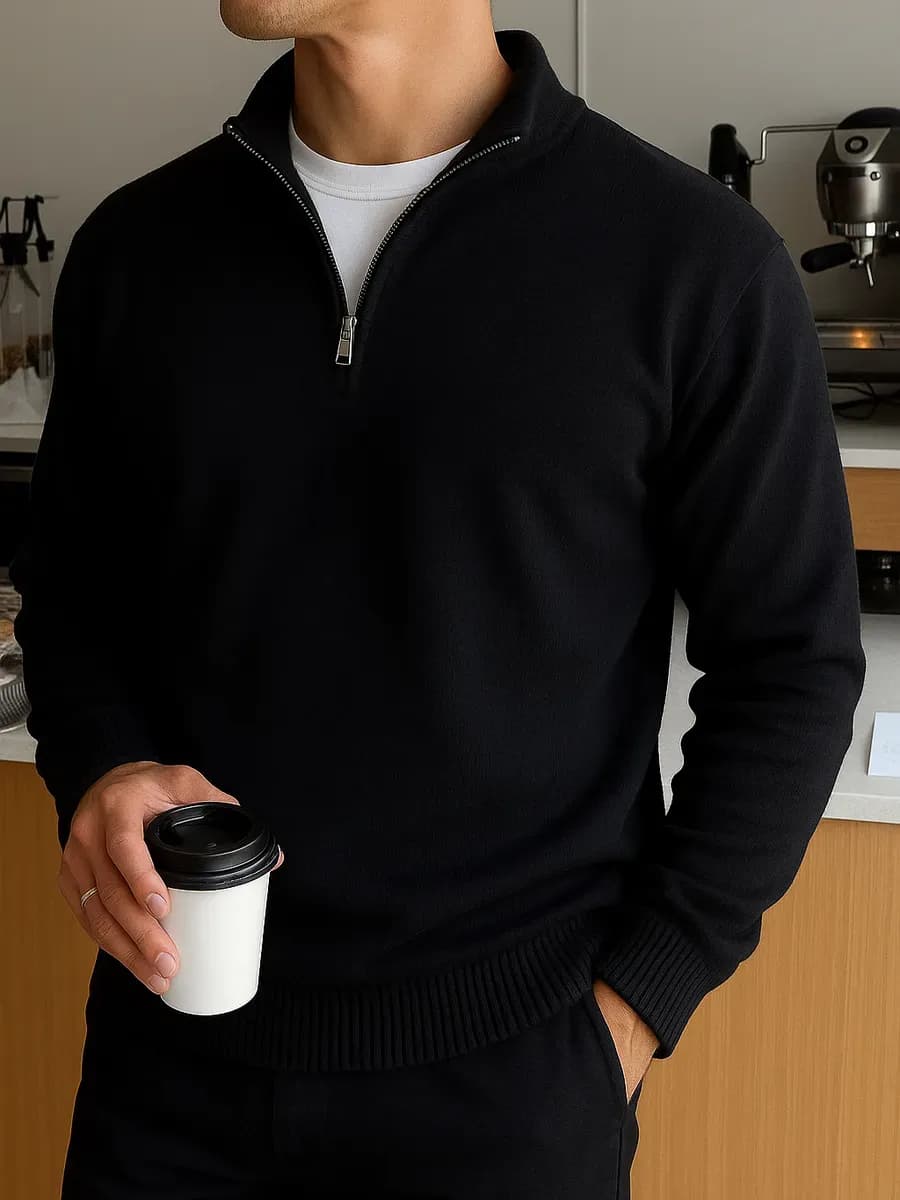 Джемпер на молнии теплый шерстяной пряжа Турция