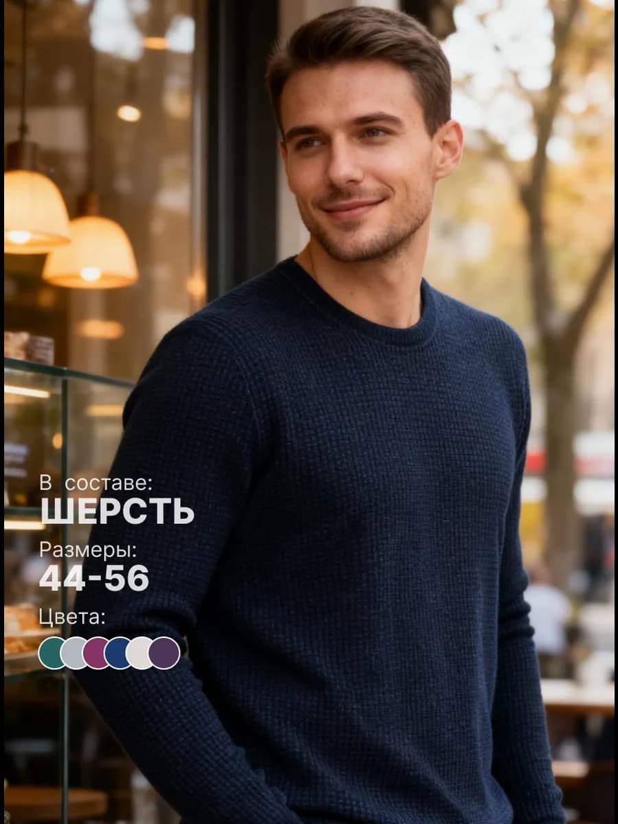 Свитер классический пуловер вязаный