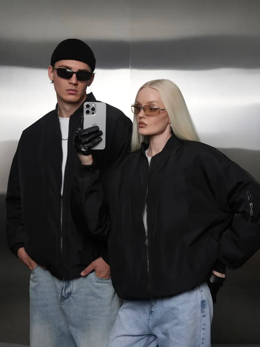 Бомбер мужской оверсайз утепленный демисезон