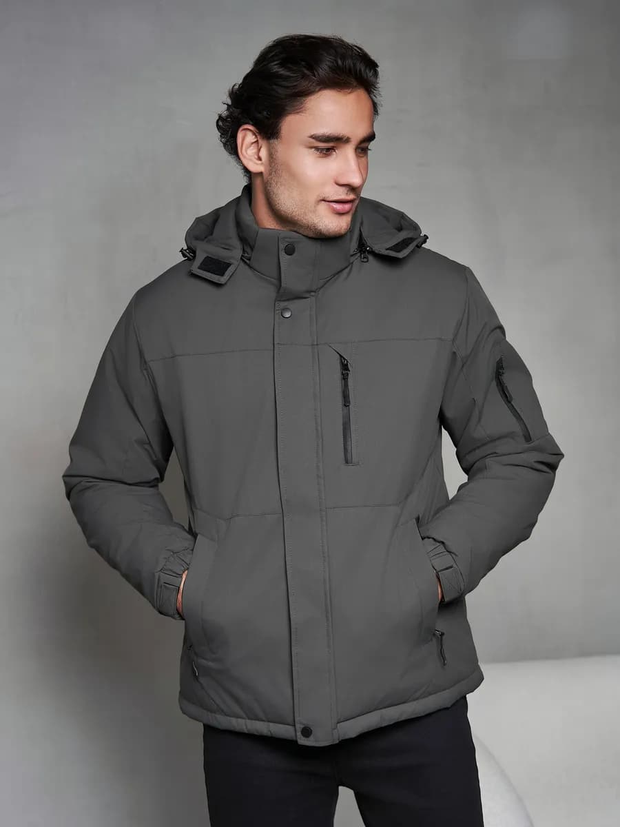 Куртка ветровка утепленная демисезонная с капюшоном - фото 1