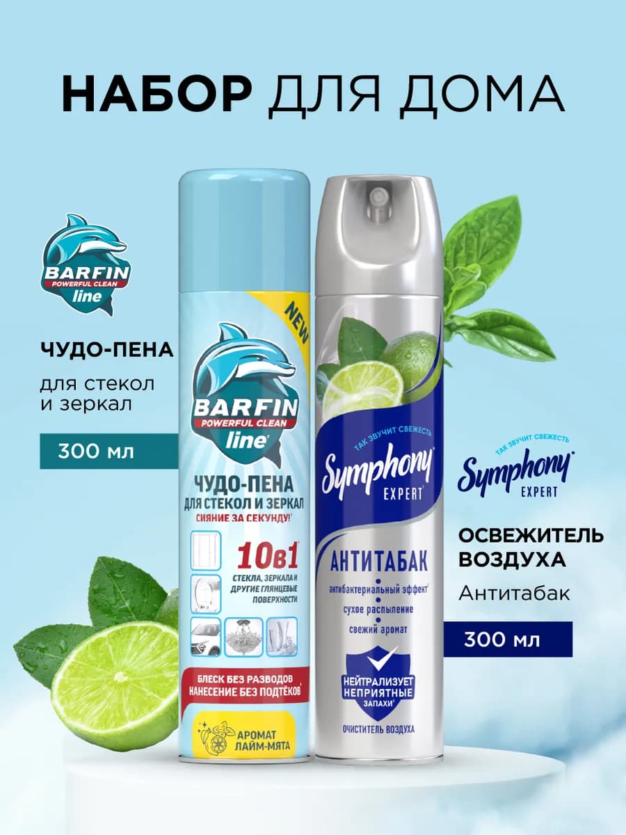 Набор освежитель воздуха + средство для окон 300 мл 2 шт