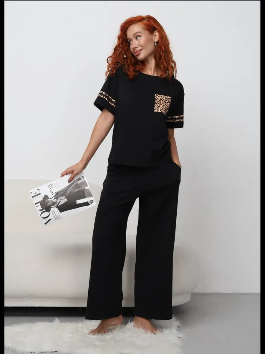 Костюм домашний большие размеры с брюками пижама