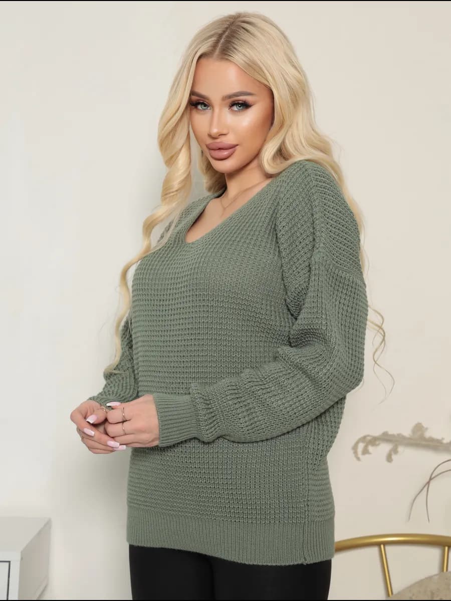 Кофта удлиненная вязаная пуловер оверсайз