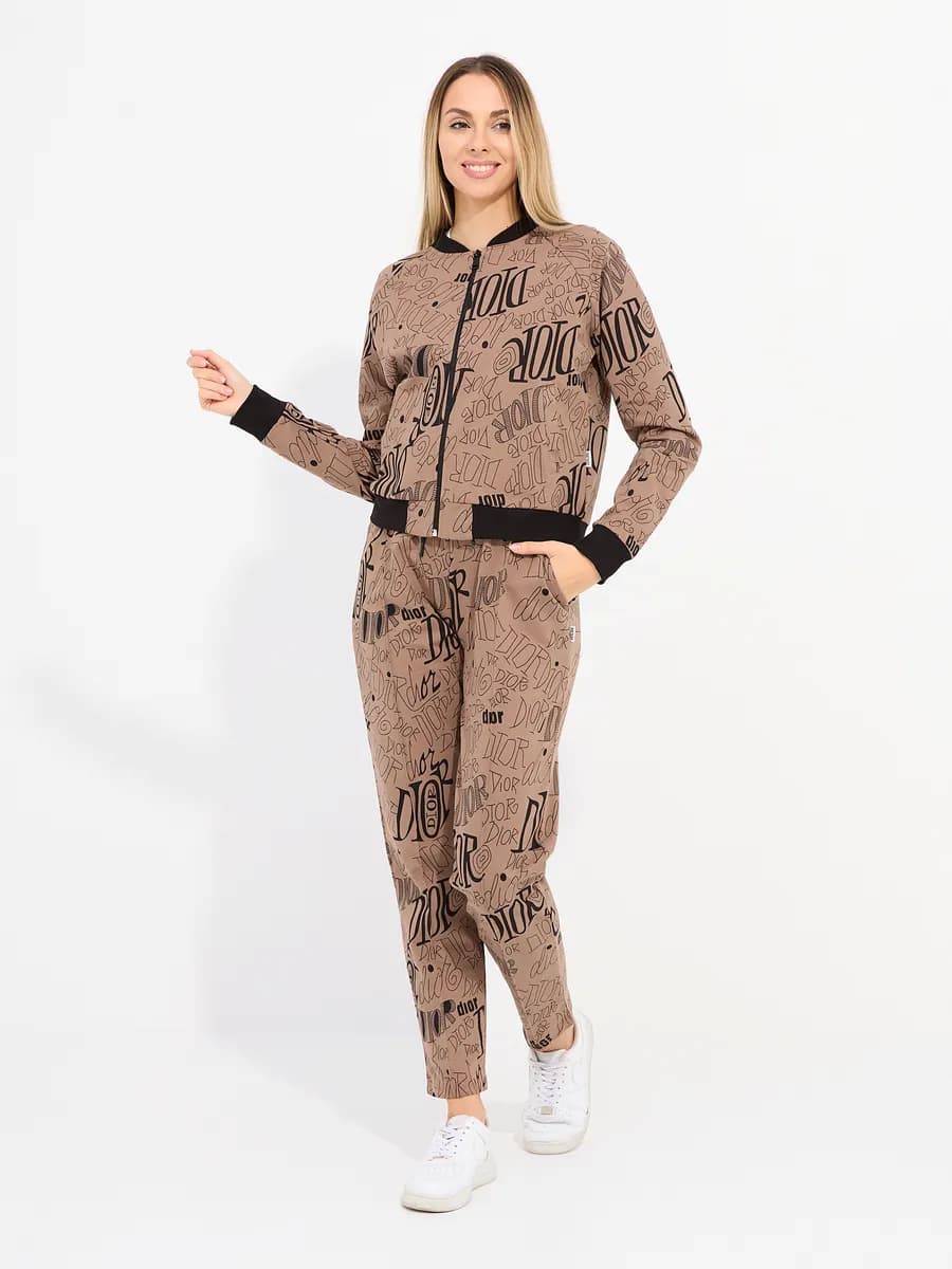 Костюм с принтом на молнии легкий спортивный для дома и дачи