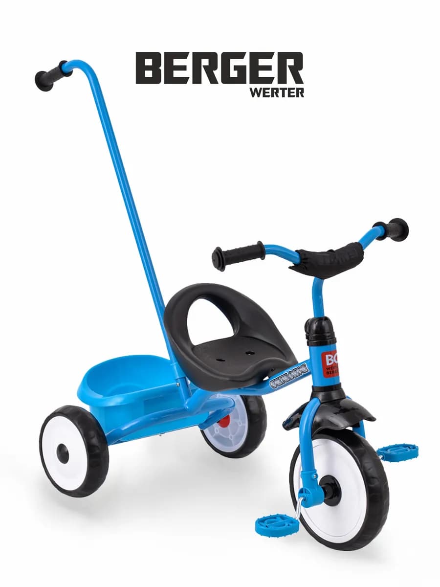 Велосипед трехколесный детский с ручкой-толкателем - фото 1