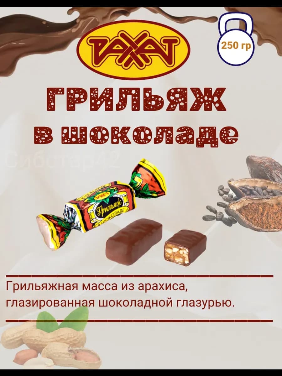 Конфеты шоколадные РAХAТ Грильяж в шоколаде 250 гр