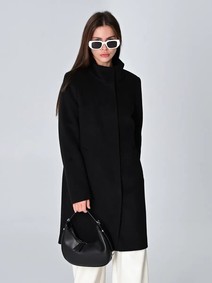 Пальто шерстяное демисезонное с воротником стойкой