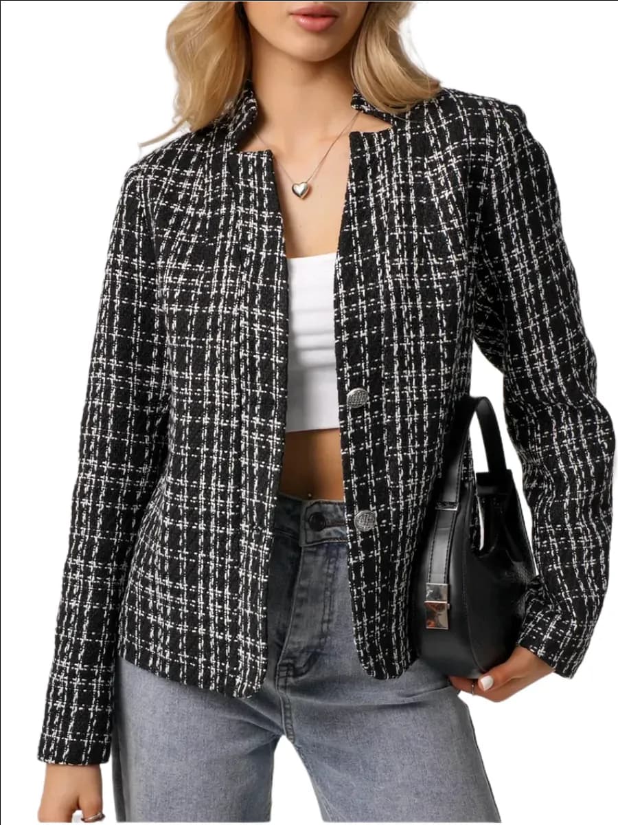 Твидовый жакет пиджак блейзер повседневный с пуговицами