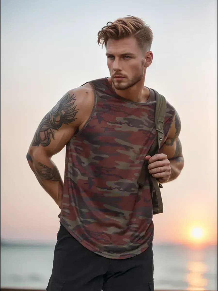 Майка спортивная камуфляж