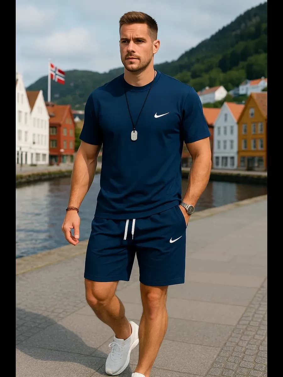 Костюм мужской домашний с футболкой и шортами летний - фото 1