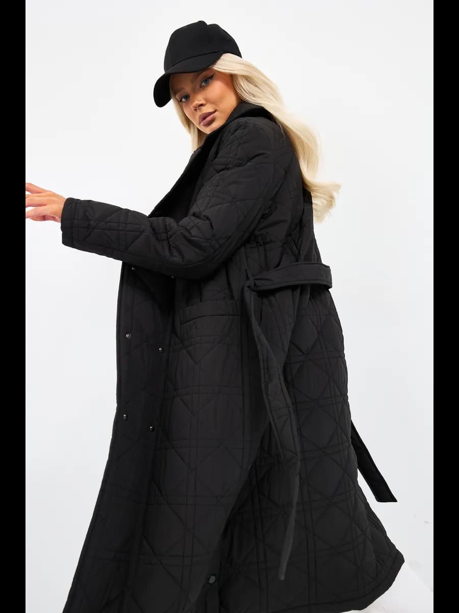 Пальто демисезонное стеганое длинное