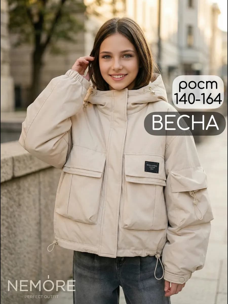 Куртка демисезонная подростковая укороченная оверсайз