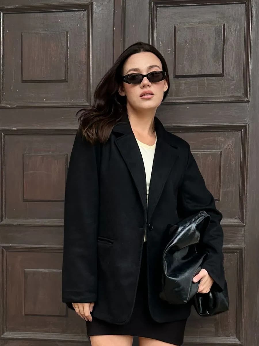 Пиджак замшевый жакет оверсайз - фото 1