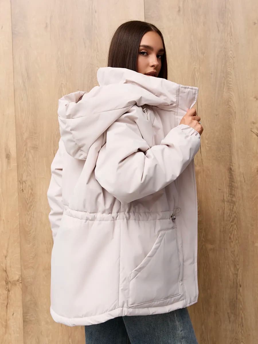 Куртка парка демисезонная удлиненная оверсайз с капюшоном