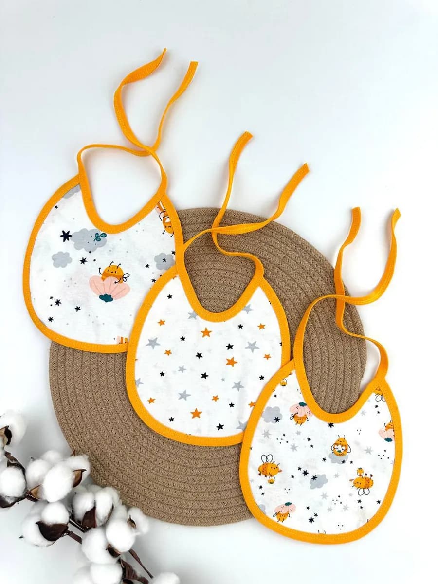 Нагрудники для новорожденных на завязках 3 шт - фото 1