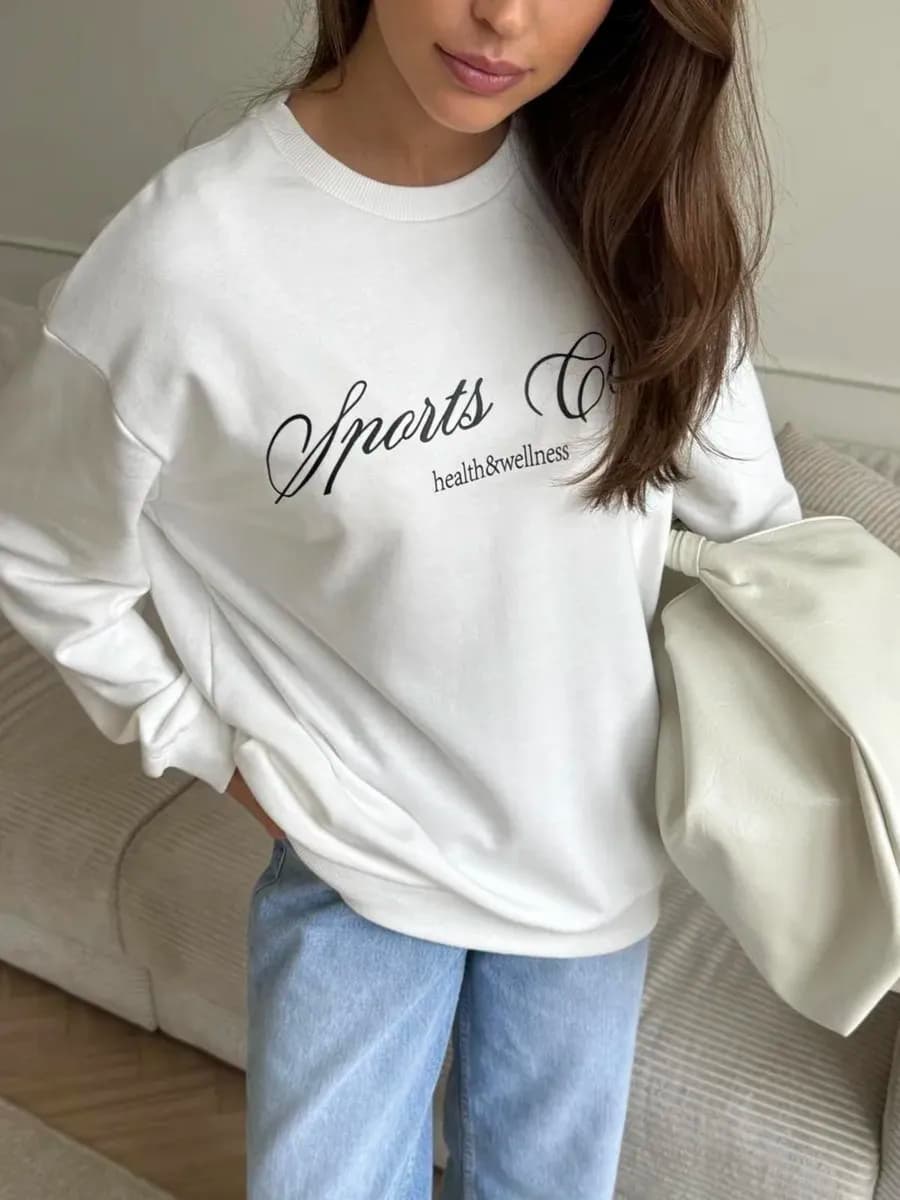 Свитшот удлиненный с принтом