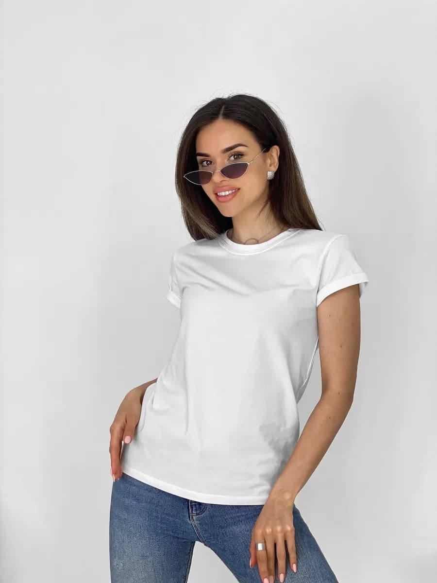 Футболка белая однотонная из хлопка базовая