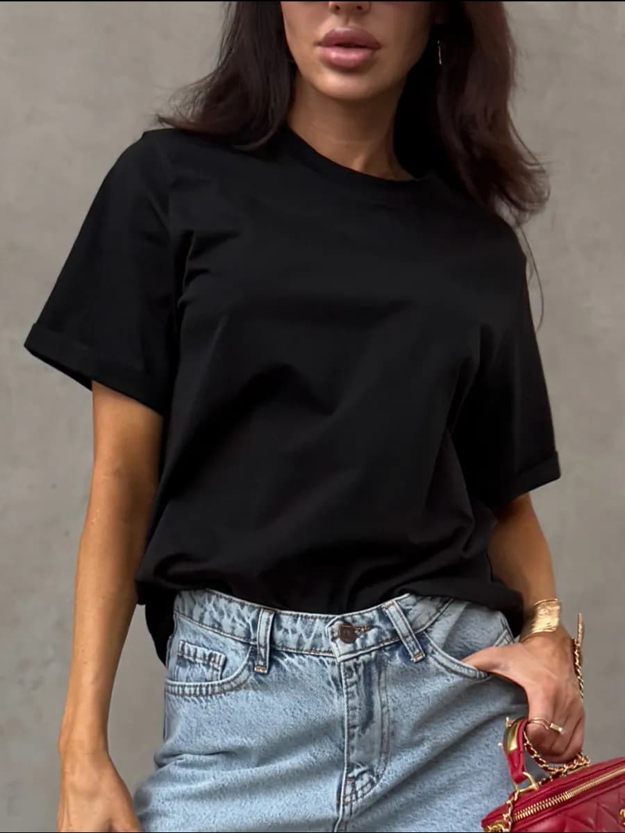 Футболка однотонная из хлопка базовая