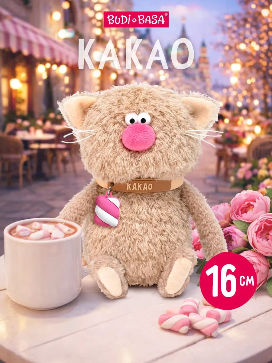 Кофейный кот Какао 16 см коллекция Валентинки