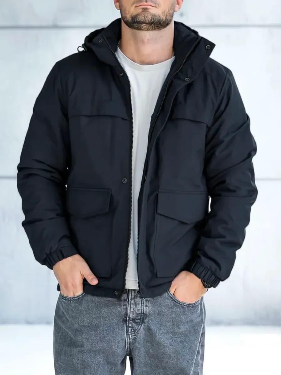 Ветровка мужская утеплённая демисезонная с капюшоном - фото 1