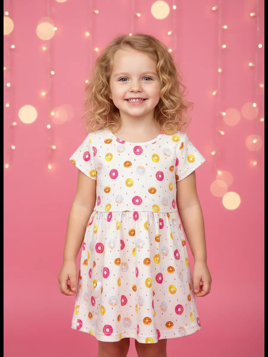 Платье в садик с коротким рукавом