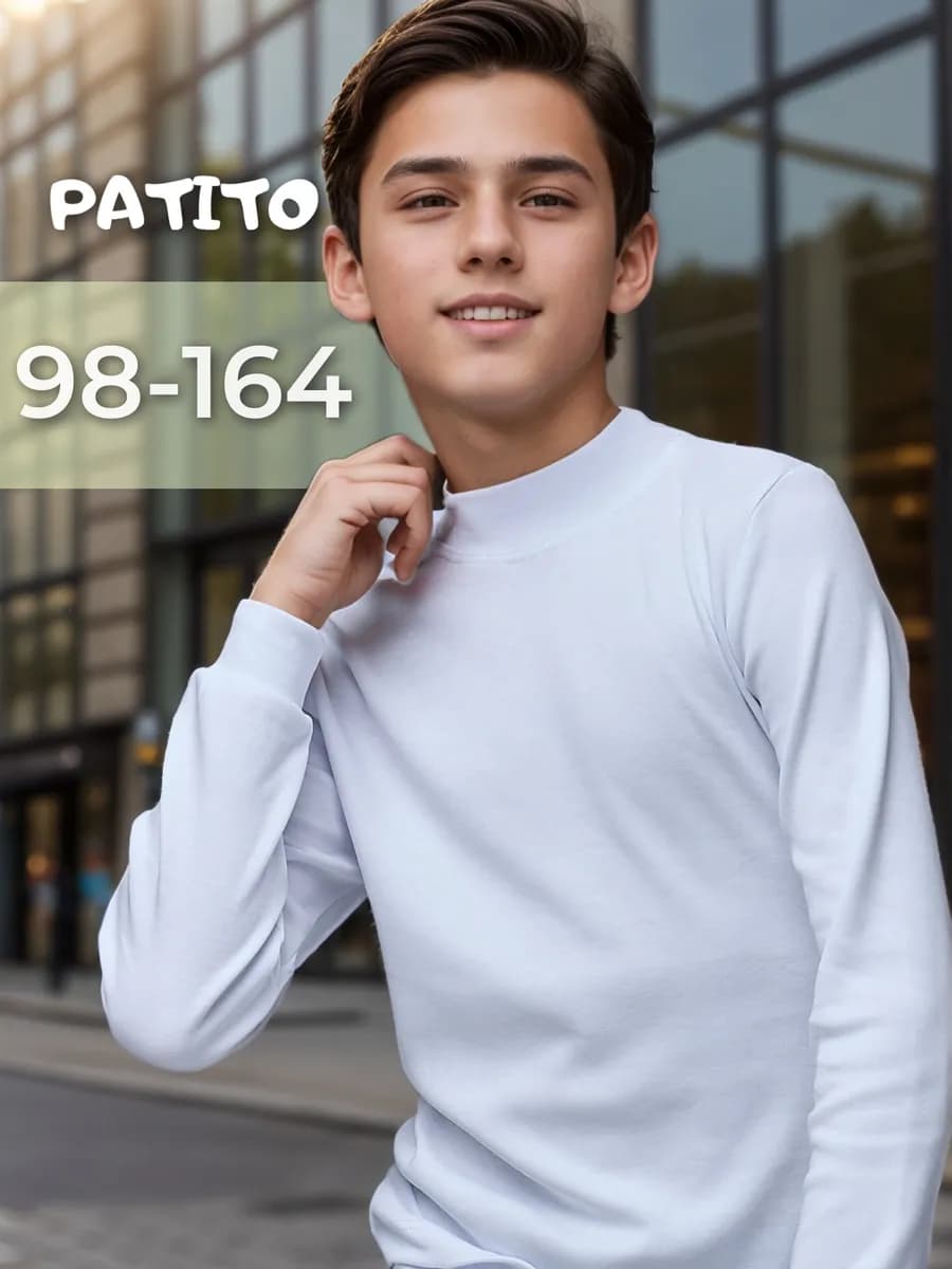 Водолазка белая с низким горлом для школы