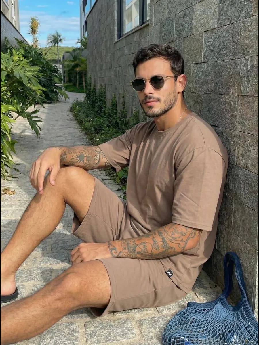 Домашний костюм с шортами и футболкой спортивный