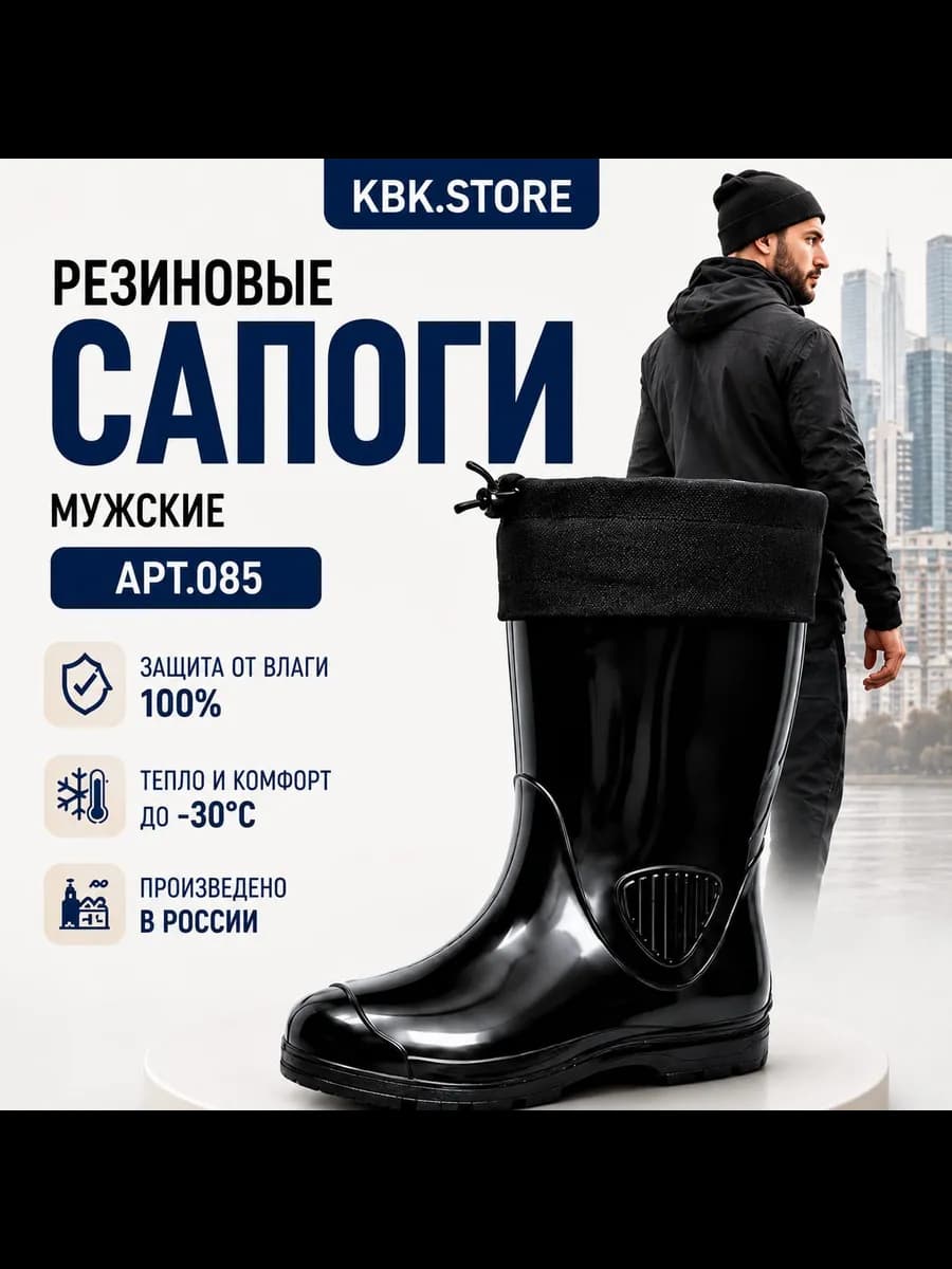 Сапоги резиновые с манжетом и чулком