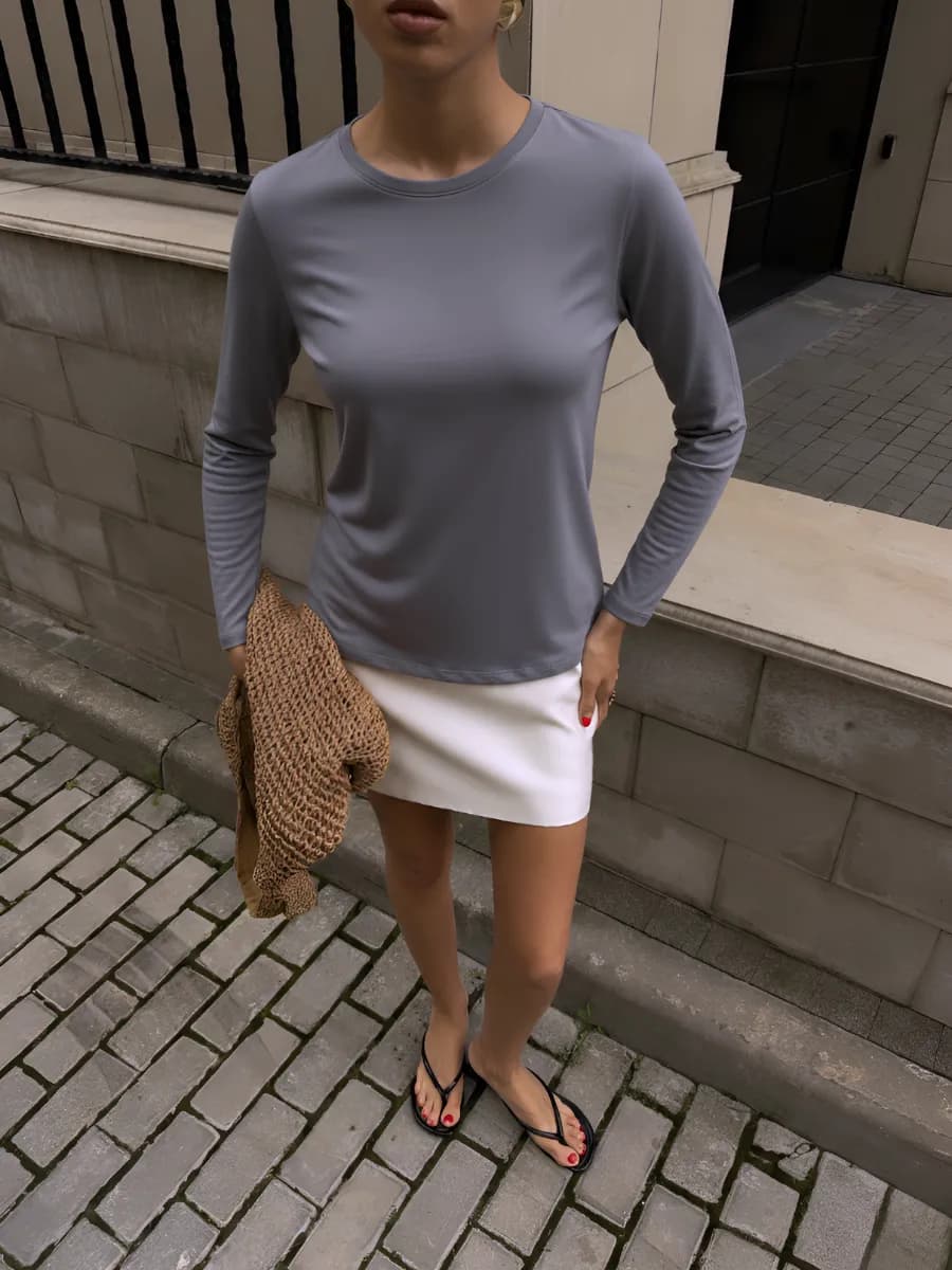 Лонгслив облегающий с длинным рукавом