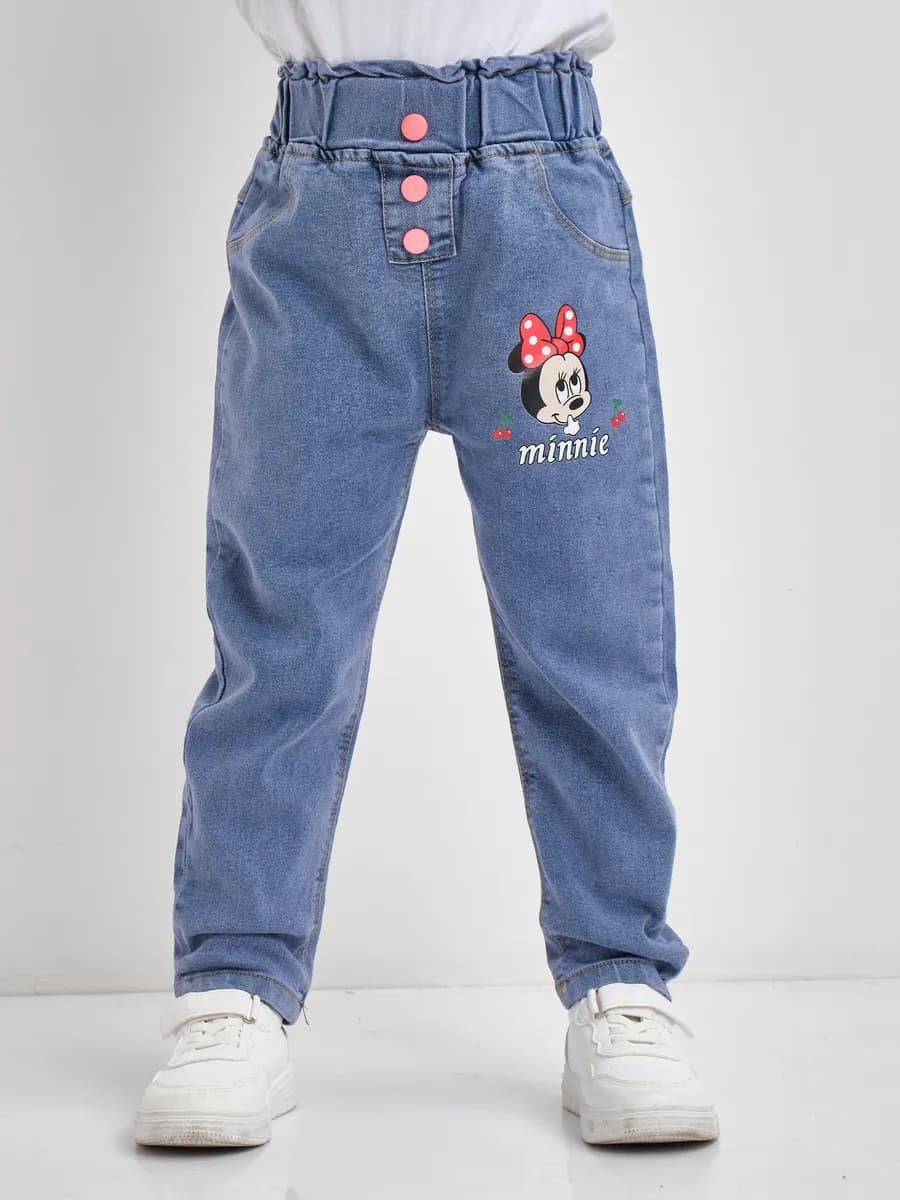 Джинсы для девочки на резинке широкие трубы