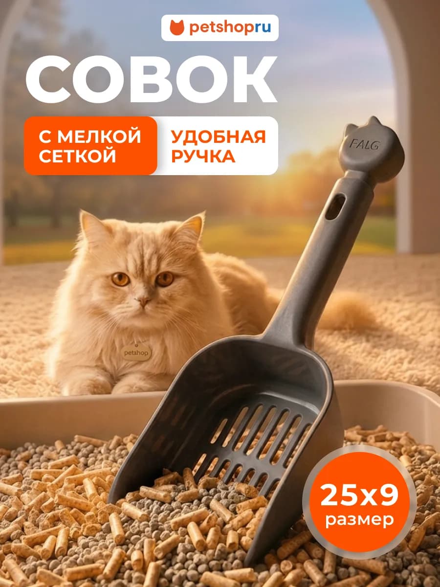 Совок с мелкой сеткой серый, 9*25*4см