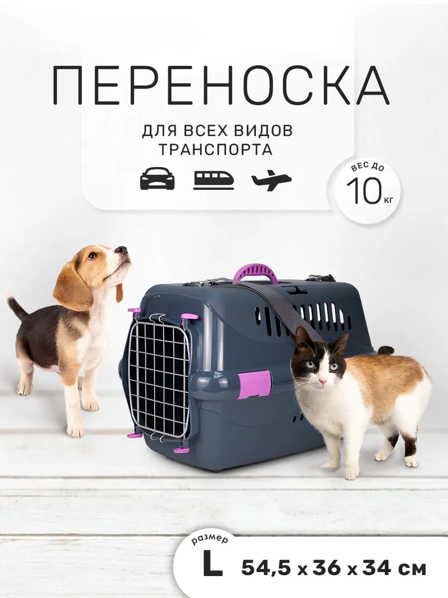 Переноска для кошек и собак мелких пород, 54,5х36х34 см