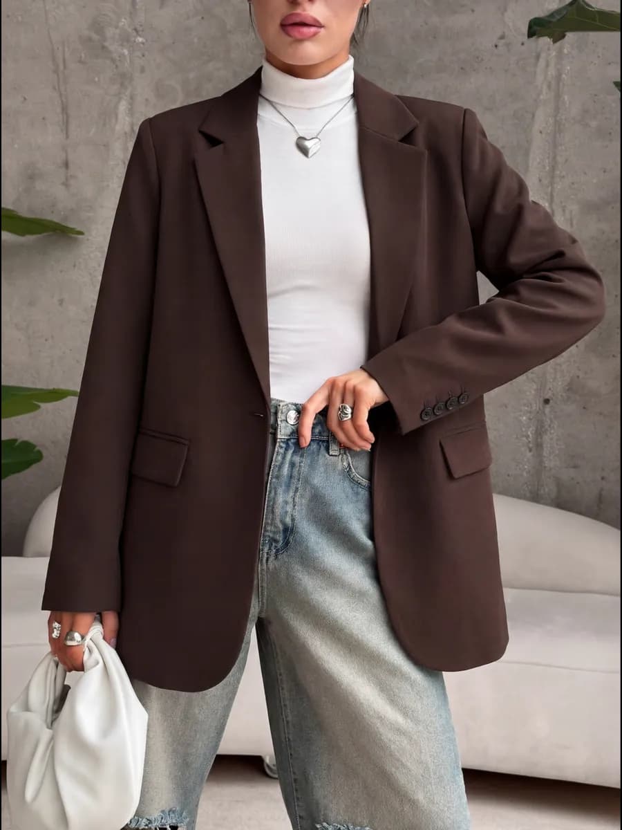 Пиджак оверсайз коричневый удлиненный