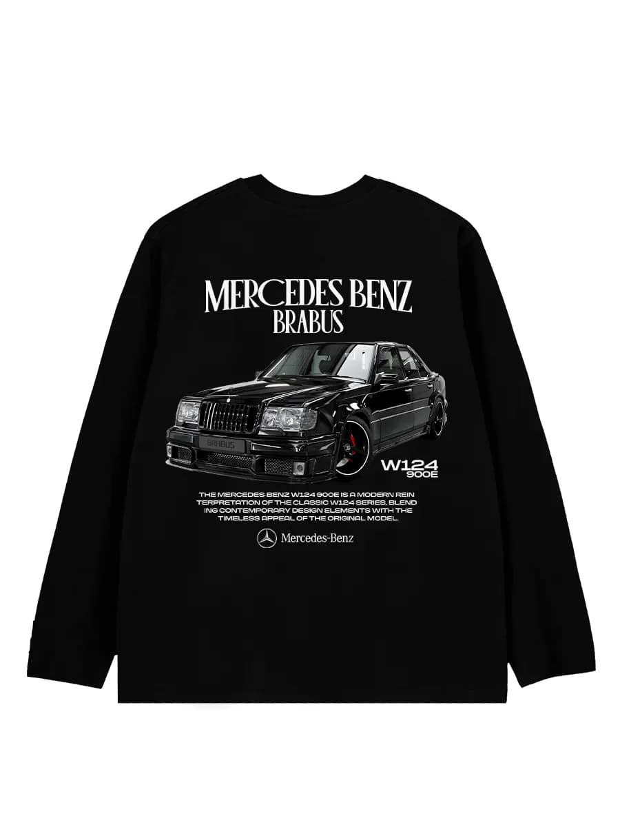 Лонгслив оверсайз черный с принтом Mercedes