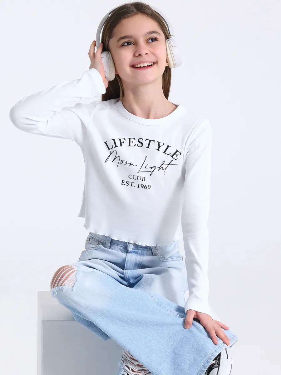 Лонгслив укороченный в корейском стиле - фото 1