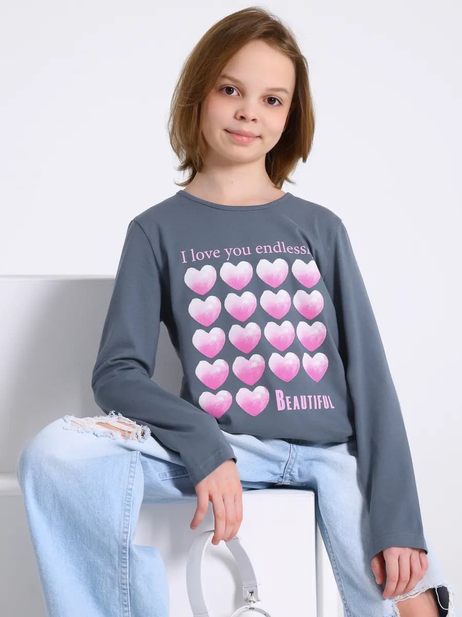 Лонгслив с принтом кофта хлопок с лайкрой