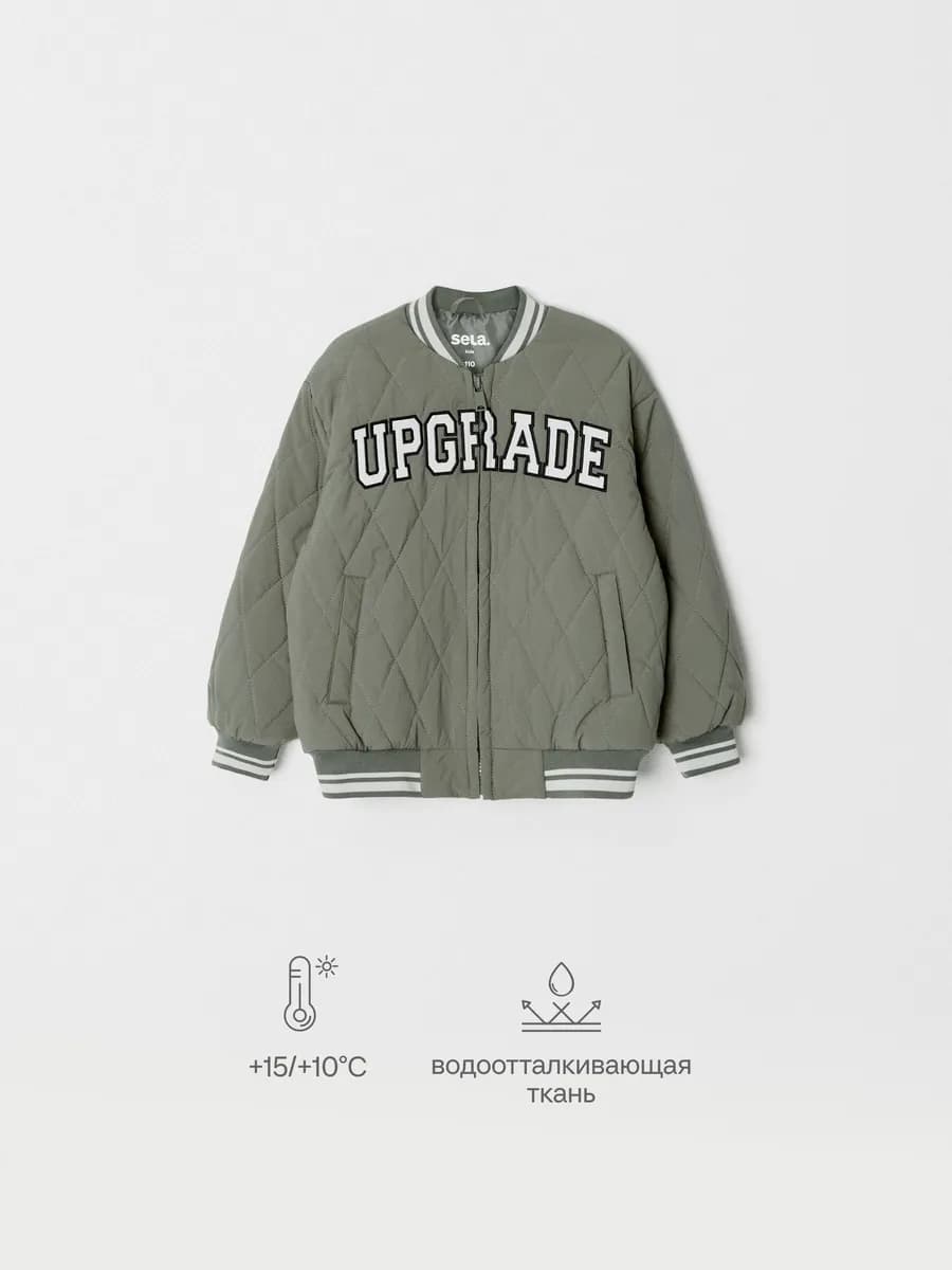 Бомбер оверсайз стеганый с вышивкой