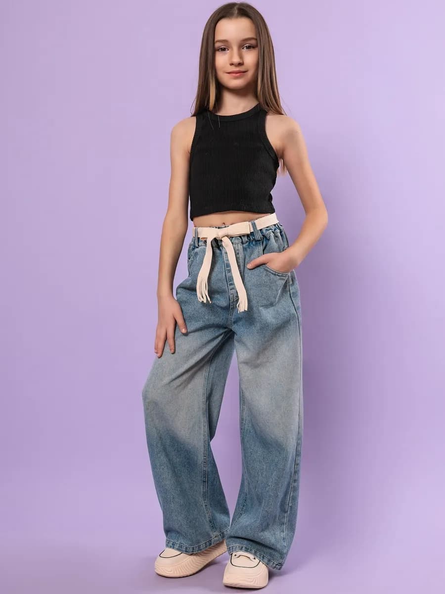 Джинсы на резинке палаццо Градиент