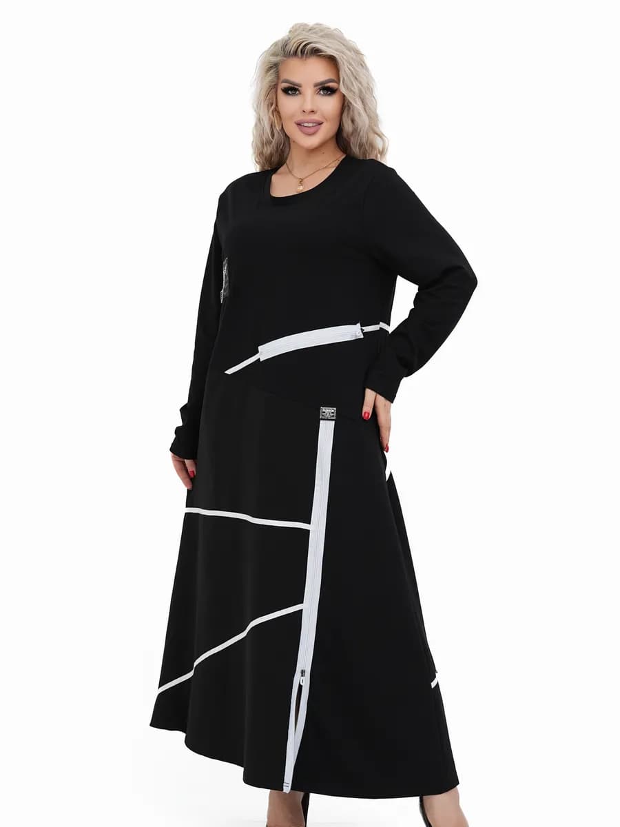 Платье длинное трикотажное в стиле спорт-шик