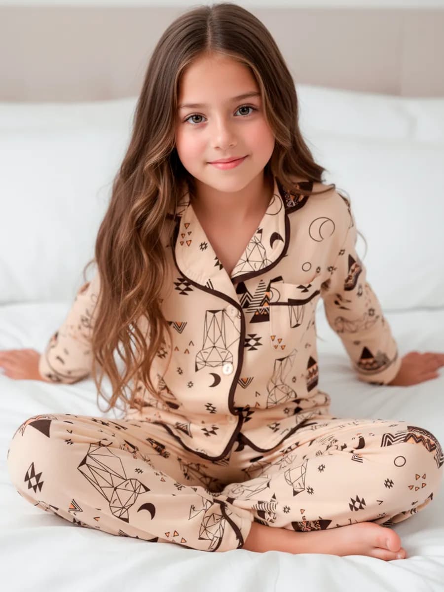 Пижама для девочки с пуговицами