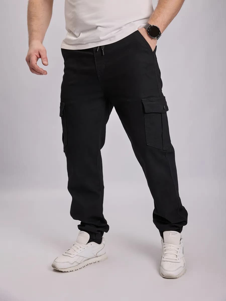 Джинсы зауженные брюки джоггеры штаны на резинке с карманом