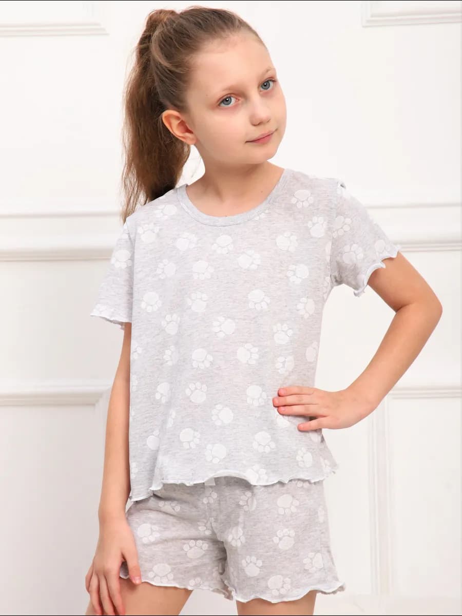 Пижама детская хлопковая с шортами и футболкой - фото 1