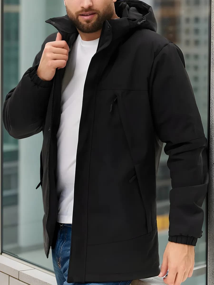 Куртка парка демисезонная удлиненная с капюшоном утепленная