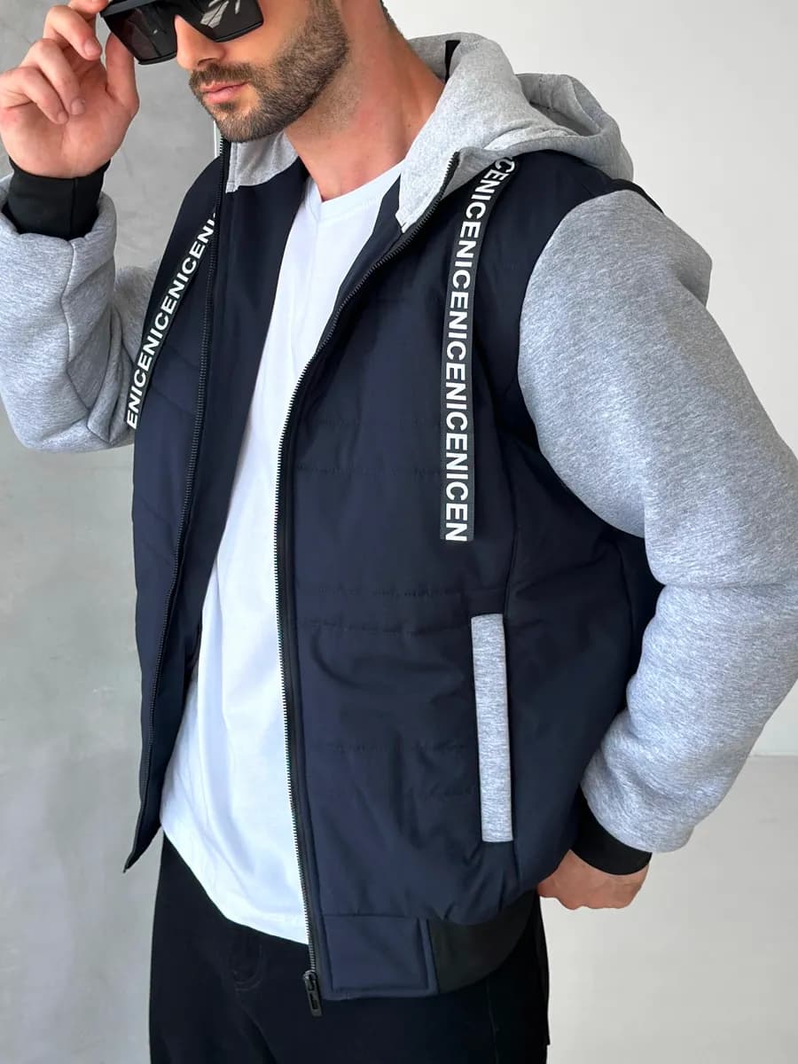 Куртка бомбер утепленная демисезонная с капюшоном