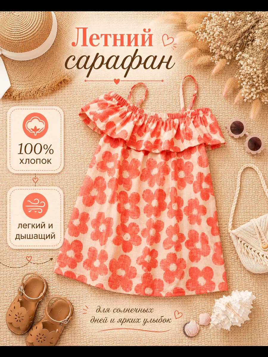 Сарафан летний хлопковый на бретелях