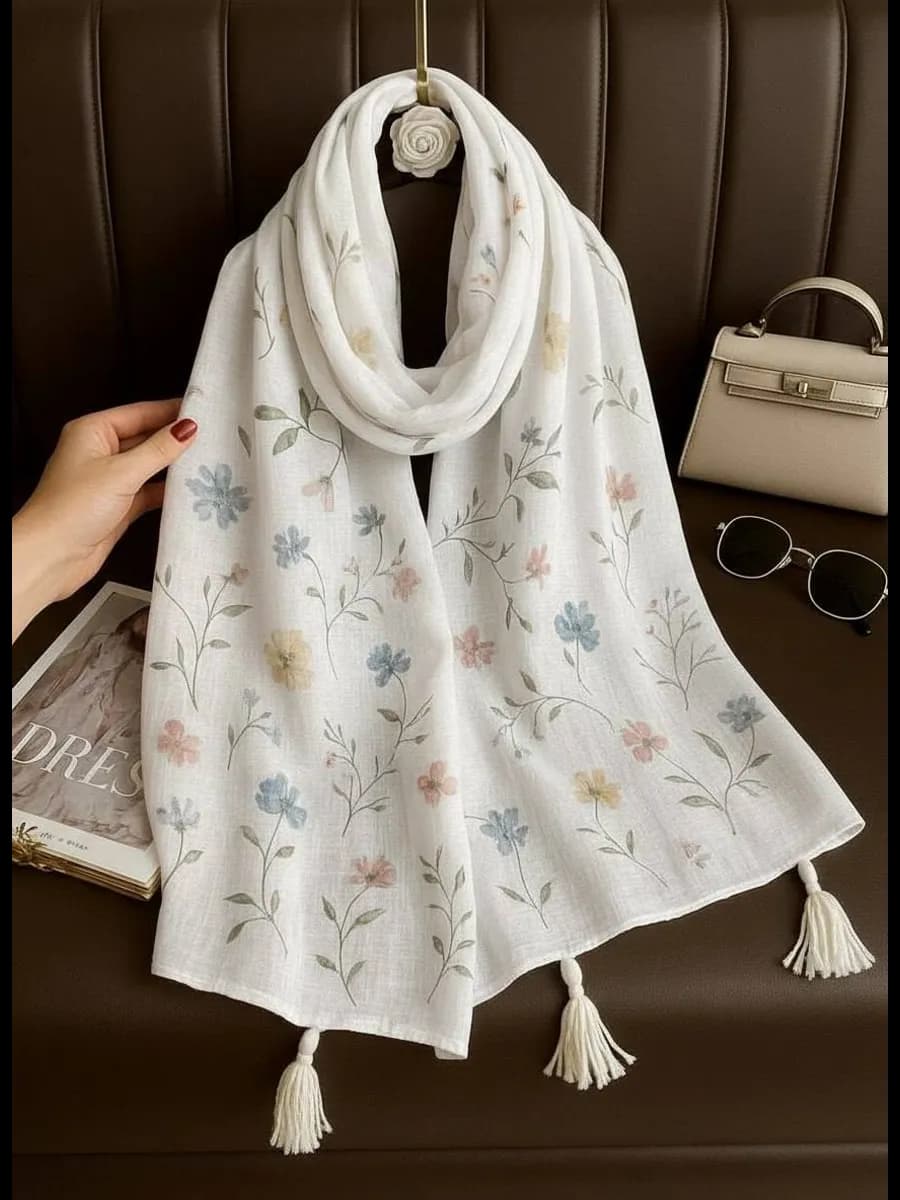 Палантин хлопковый шарф осенний