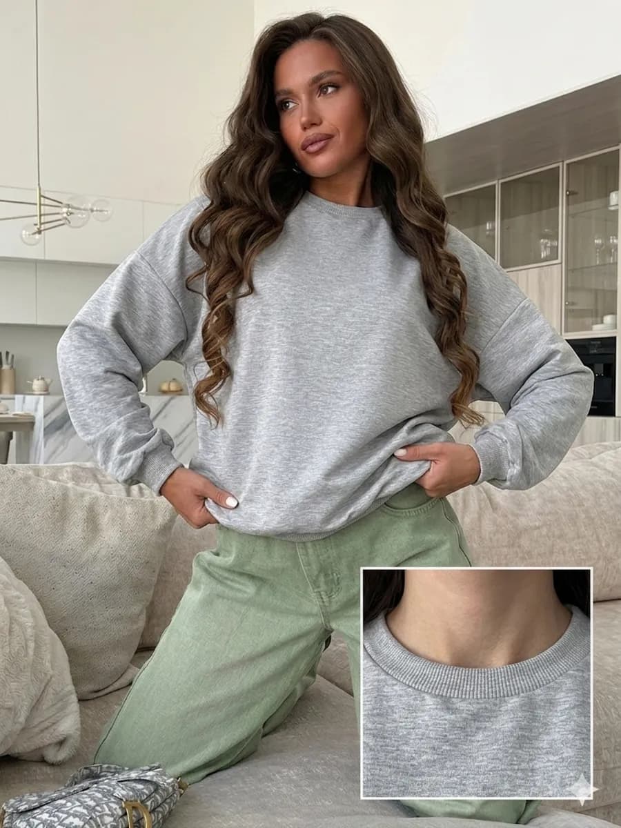 Свитшот оверсайз базовый худи без капюшона