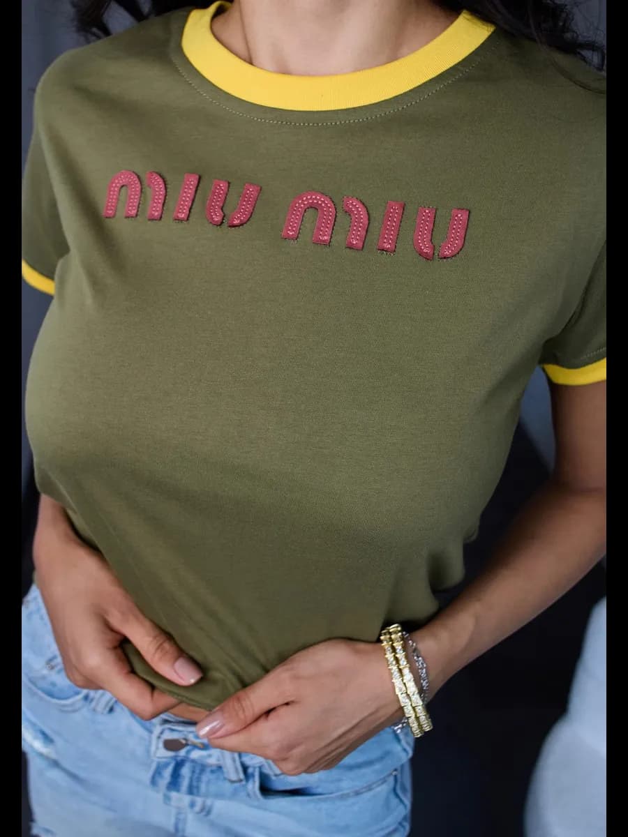 Футболка укороченная приталенная Miu Miu