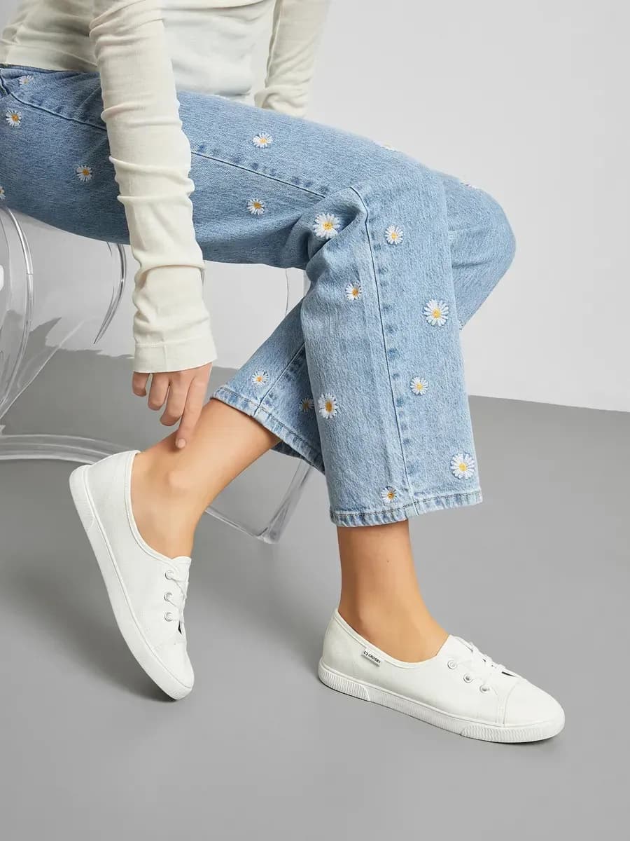 Кеды женские белые дышащие текстильные