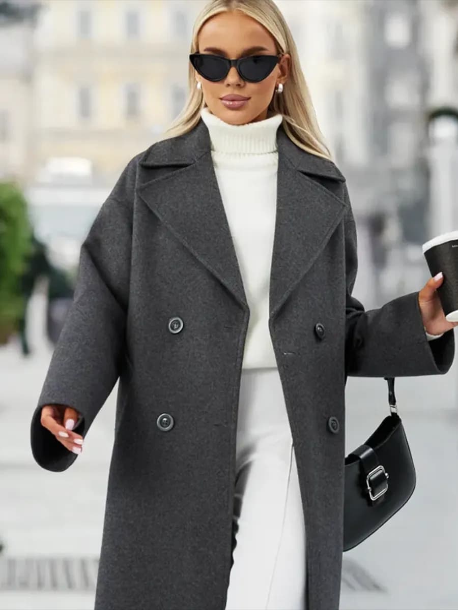 Пальто шерстяное весна осень длинное